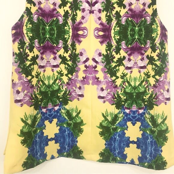 ASOS Yellow Botanical Mirror Print Sleeveless Blouse - Picture 8 of 12